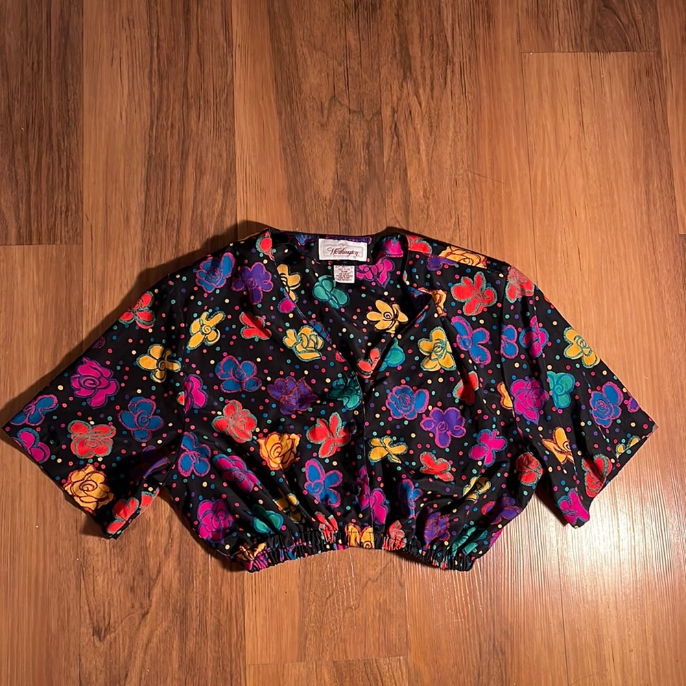 Vintage Worthington Black Floral Top